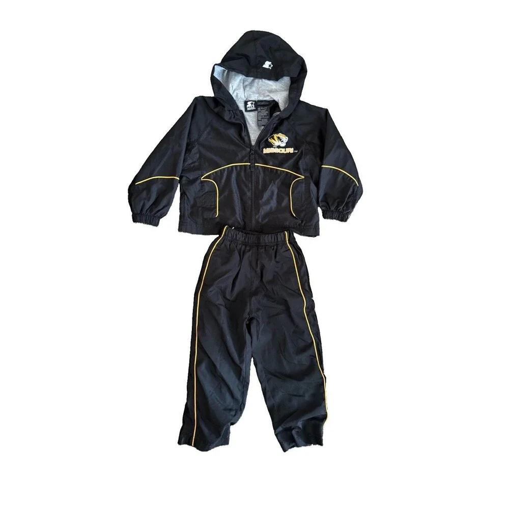 Kids Starter Track Suit Black And Yellow Missouri Size 3T Zip Up Hoodie & Pant